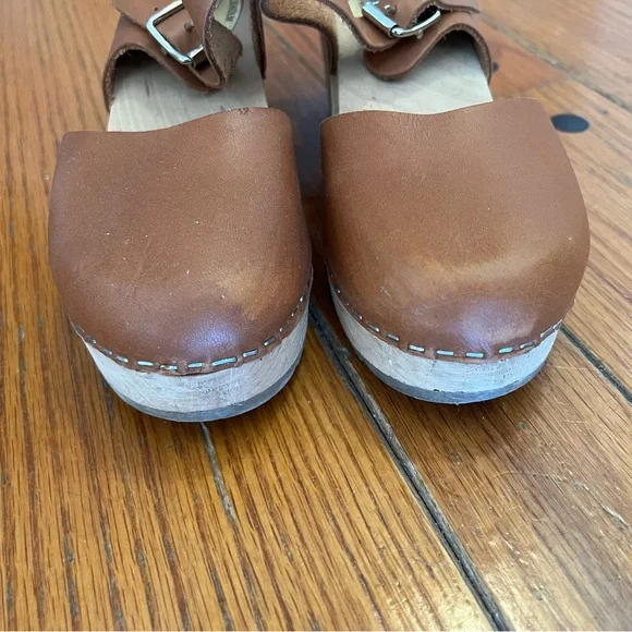 Lotta From Stockholm Brown Leather Mary Jane Clog Mules - Picture 4 of 6